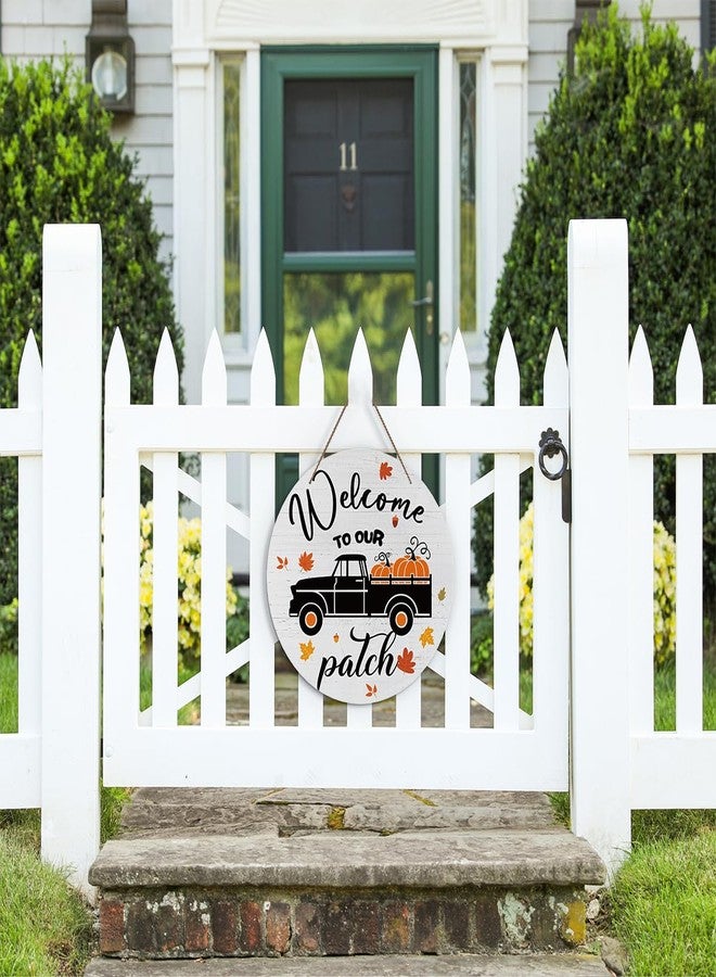 Zmyollo Fall Pumpkin Welcome Round Decorative Sign, Welcome To Our Patch Round Wooden Sign With Rope, Wall Art Decorations For Farmhouse Garden Porch, Fall Thanksgiving Gifts for Friends And Colleagues-39 - Image 5